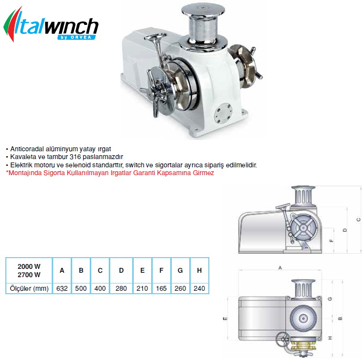 RAJA ZİNCİR IRGATI 2000 W-12 V 12 MM ZİNCİR