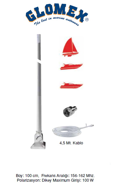 VHF TELSİZ ANTENİ RA 104 NYAUS FİBERGLAS/100 CM